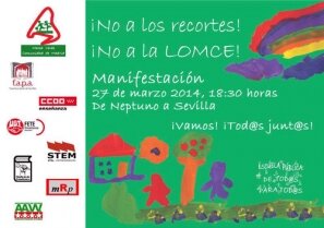 UGT anima a la participacin en la manifestacin de este jueves en Madrid contra la LOMCE y los recortes en educacin
